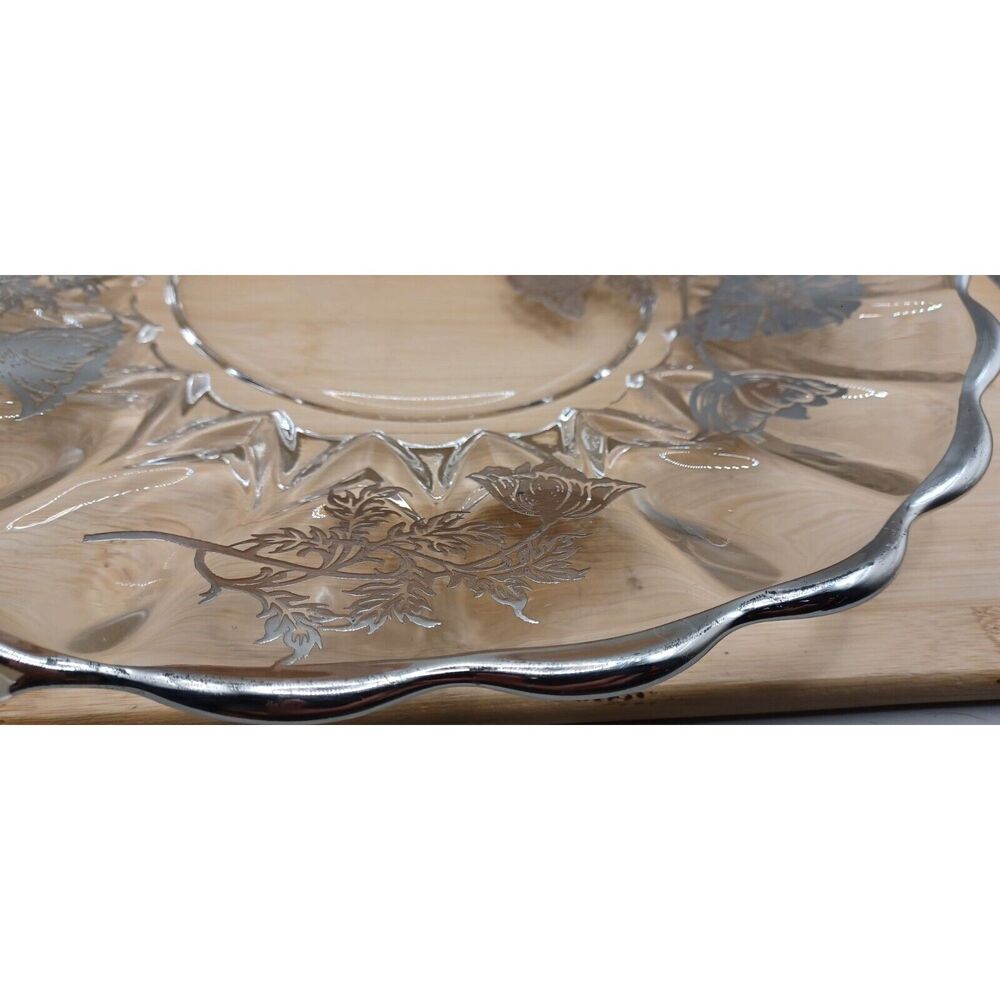 Vintage Silver City Flanders Poppy Overlay Glass 11" Cake Plate - Picture 14 of 14